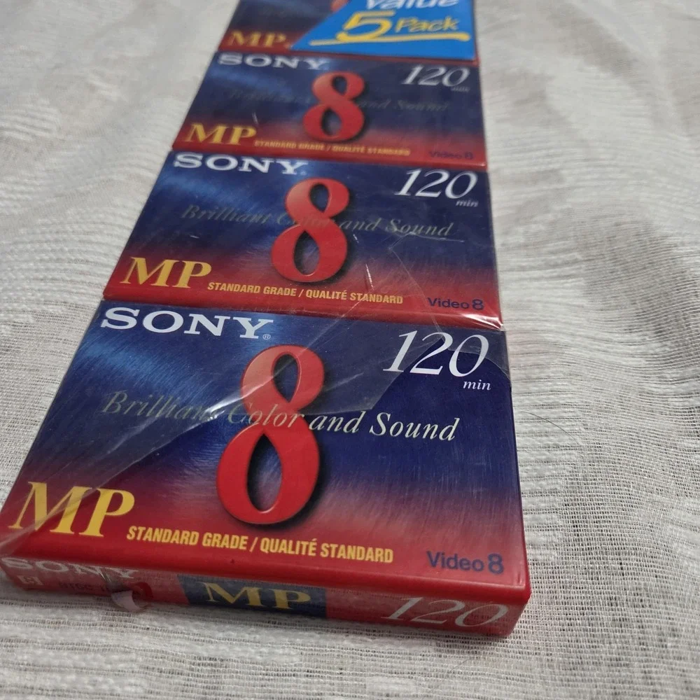 Sony Camcorder Cassettes Tapes Video 120 Minute, 8mm (4-Pack) BRAND NEW SEALED